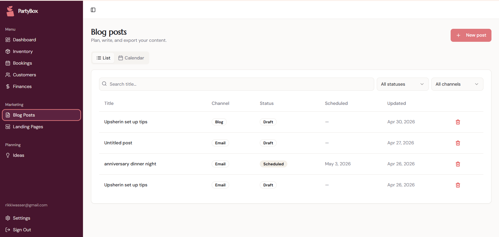Content list