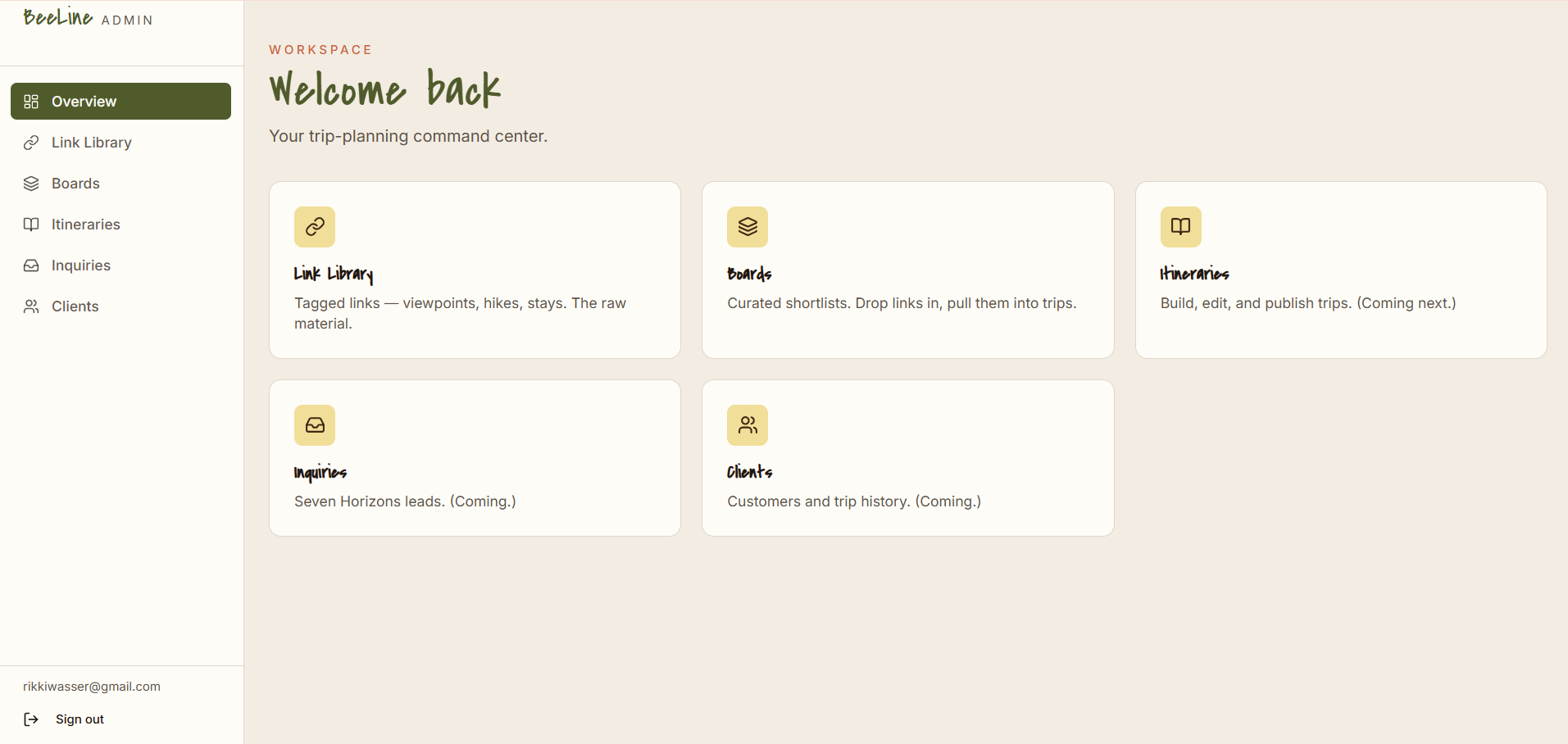 Admin overview dashboard